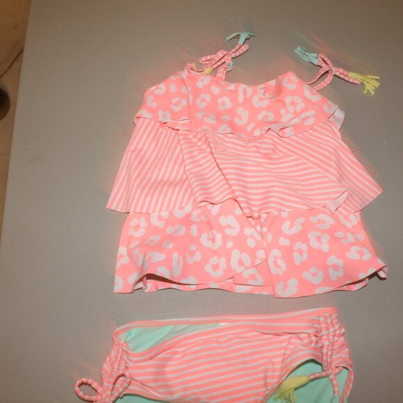 Multi color 2 Pcs Justice Tankini Swimsuit Size 7 - Picture 2 of 10